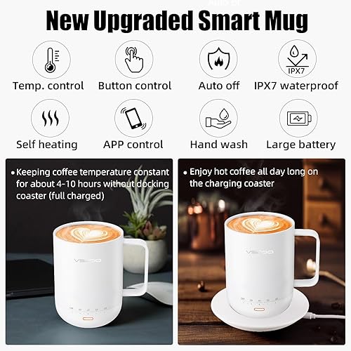 Miniatura 6 de VSITOO S3PRO - Taza de café térmica con control de temperatura, 14 onzas, taza de viaje inteligente con calentador de café controlado manual y por