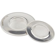 RSVP International Stainless Steel Kitchen Sink Strainer, Food Scrap Trap, Dishwasher Safe, Stainless Steel, Strainer Set of 2 Assorted