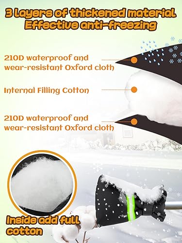 Miniatura 3 de 4 fundas para grifo de exterior para invierno, 8 x 6 pulgadas, tira reflectante, cubierta de tubería gruesa, para manguera, anticongelante,