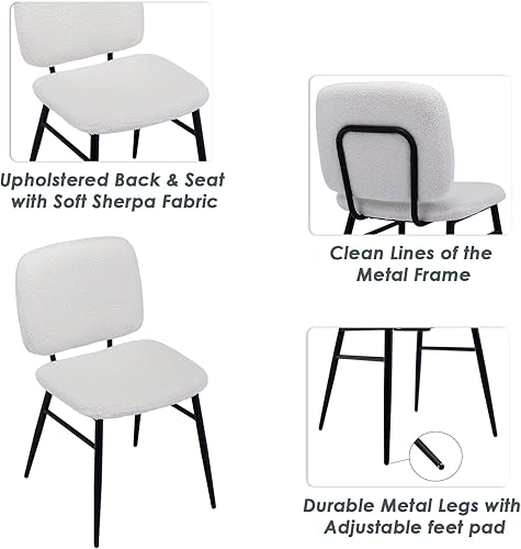 Miniatura 5 de DUOMAY Mid-Century - Juego de 4 sillas de comedor modernas, cómodas sillas laterales sin brazos de sherpa con patas de metal para sala de estar,