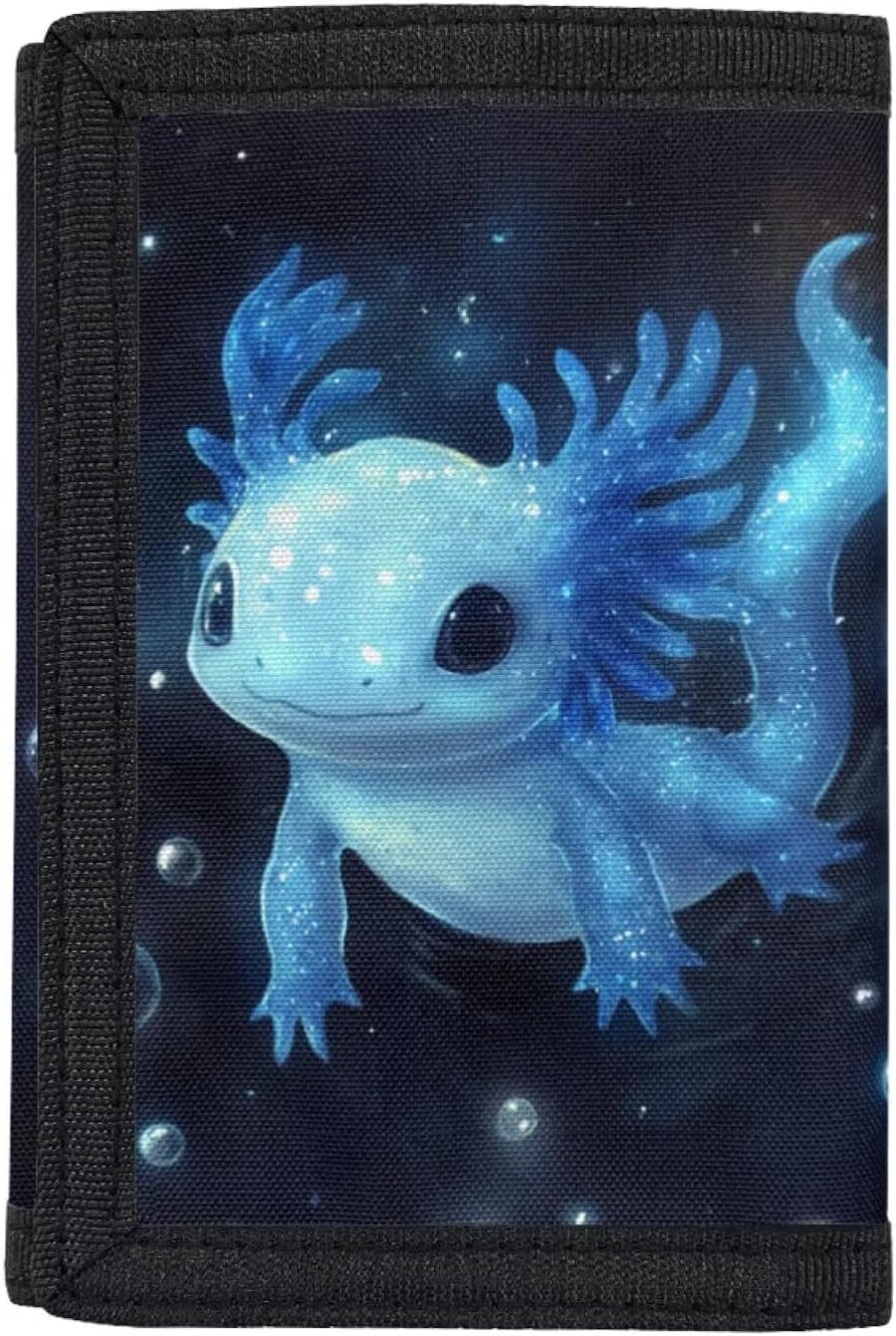 Coldinair Blue Axolotl Kids Wallets for Boys Ages 4-18 Trifold,Novelty Brifold Coin Purse Wallet RFID Blocking Wallet with Card Holders - Image 2