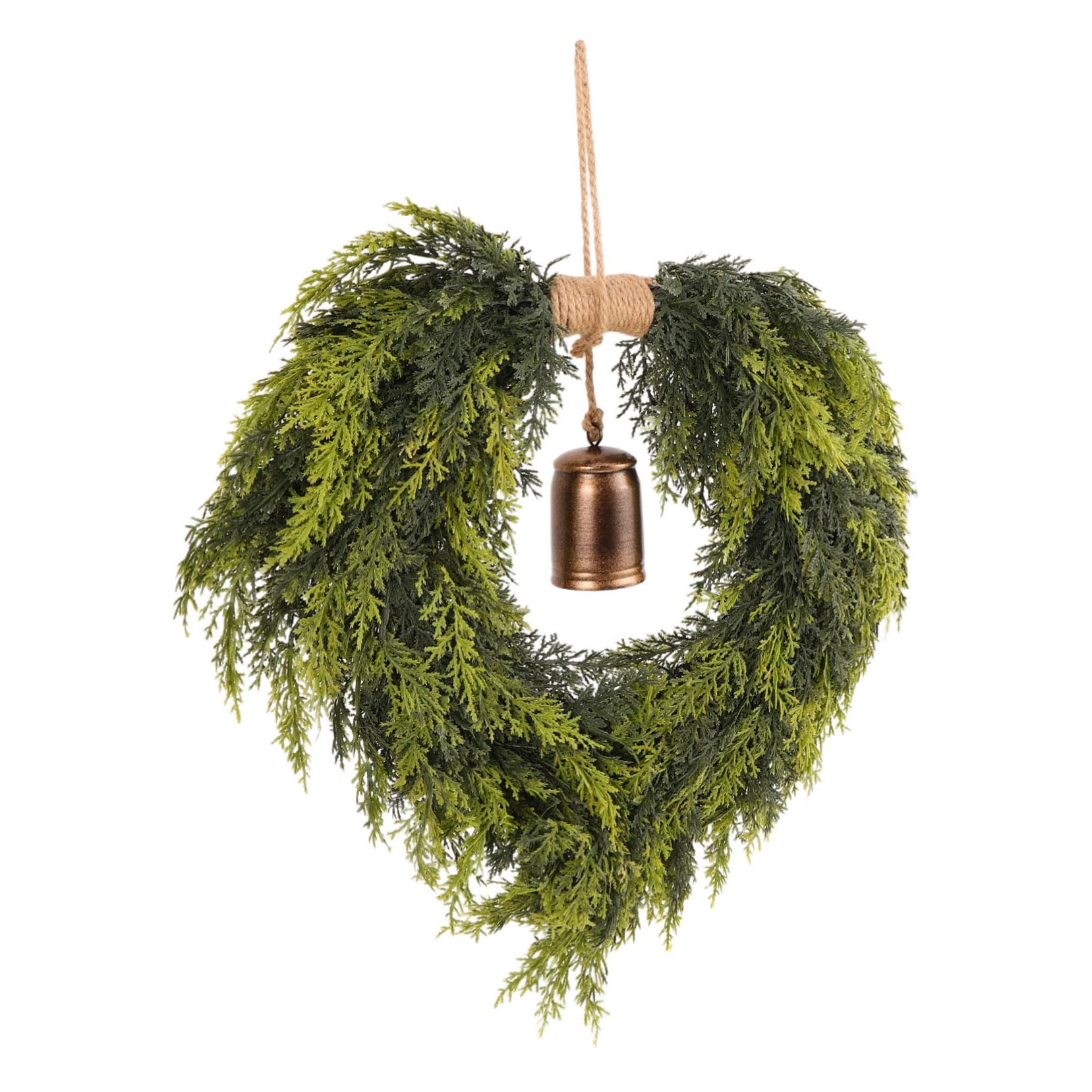 Couronne de Noël cœur sur la porte d'entrée et la cheminée