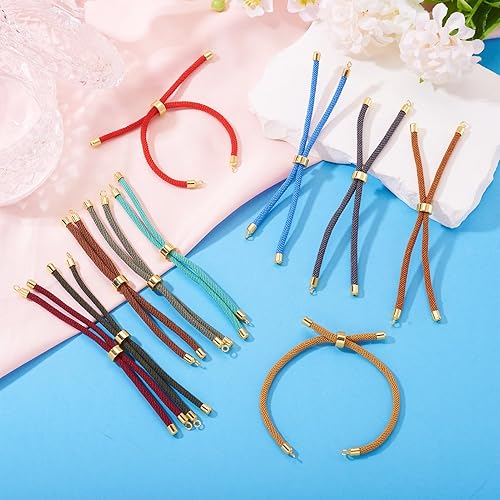 Miniatura 4 de 10 pulseras de nailon trenzado para hacer pulseras deslizantes ajustables con hallazgos de latón dorado para hacer joyas, accesorios de 9 pulgadas