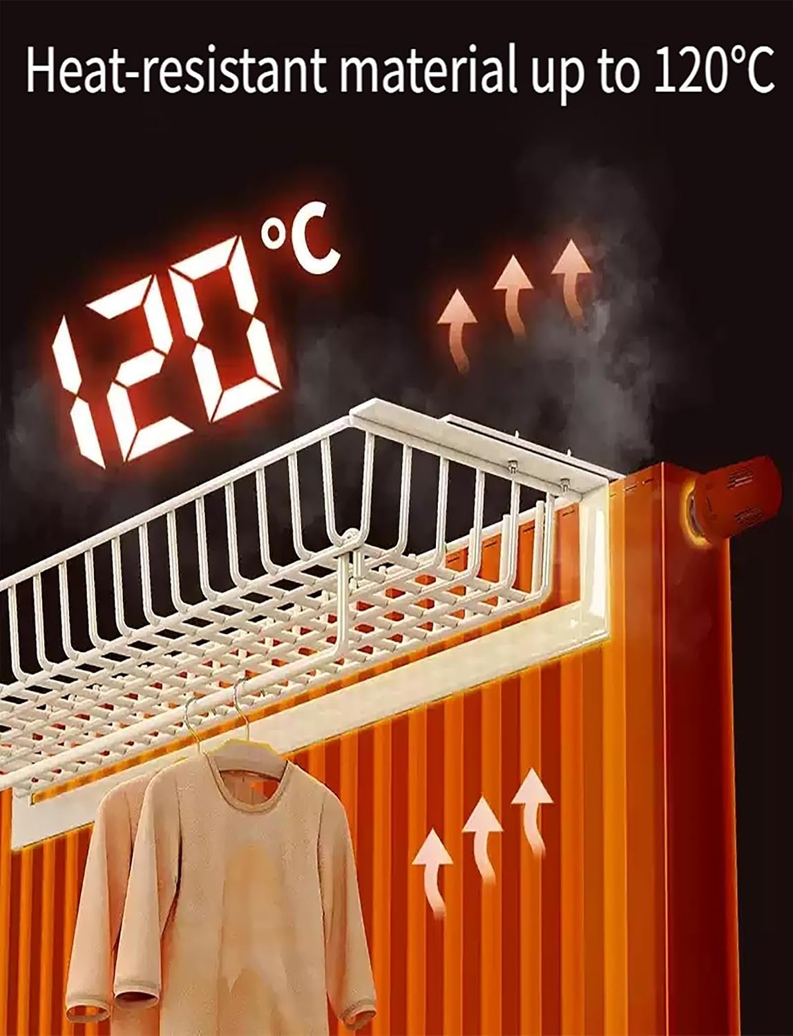 Over Radiator Shelf with Hollow Design NoDrill Clothes Drying Rack for Balcony Railing Living Room & BedroomNatural Wood 60cm/24in Spaceving Solution