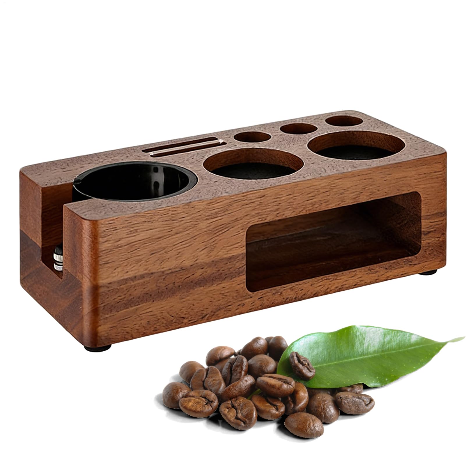 Tamper Station Holziger Rutschhemmender Espresso-Organizer Mit | Organizer Station für Kaffeezubehör Für Küche Wohnzimmer und Studentenzimmer