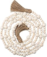 Vista 1 de Jetec - Guirnaldas de cuentas de madera de 7,9 pies con borlas, adornos colgantes navideños de estilo boho, decoración rústica de granja para mesa