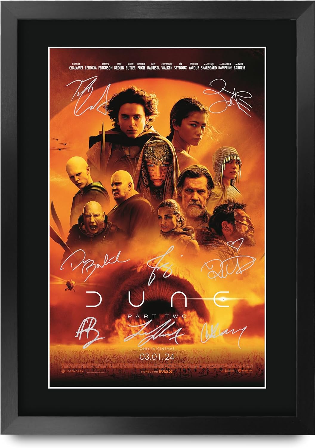 HWC Trading Dune Part 2 2024 Timothee Chalamet Gifts Printed Poster Signed Autograph Picture for Movie Memorabilia Fans - 16" x 12" Framed