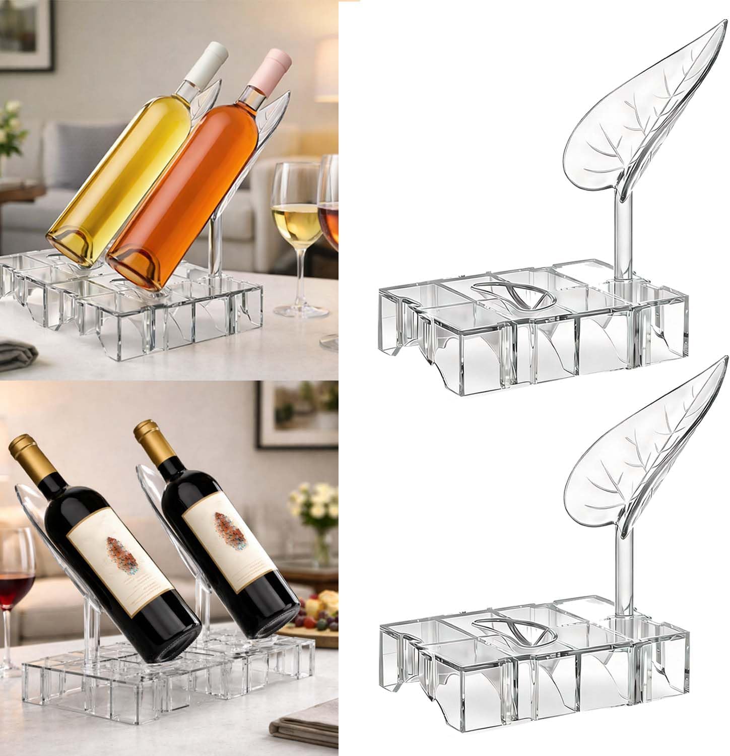 2 Pack Modular Bottle Display Shelf for Home & Bar,Countertop Wine Rack,Expandable Wine Bottle Holders, Adjustable Liquor Rack for Wine, Whiskey & Bar Accessories, Wine Rack Fits 2.7–3.4 in Bottles