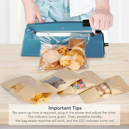 Miniatura 6 de METRONIC Sellador térmico de impulso de 8 pulgadas, sellador manual de bolsas de sellado térmico, máquina selladora para bolsas de plástico, bolsas