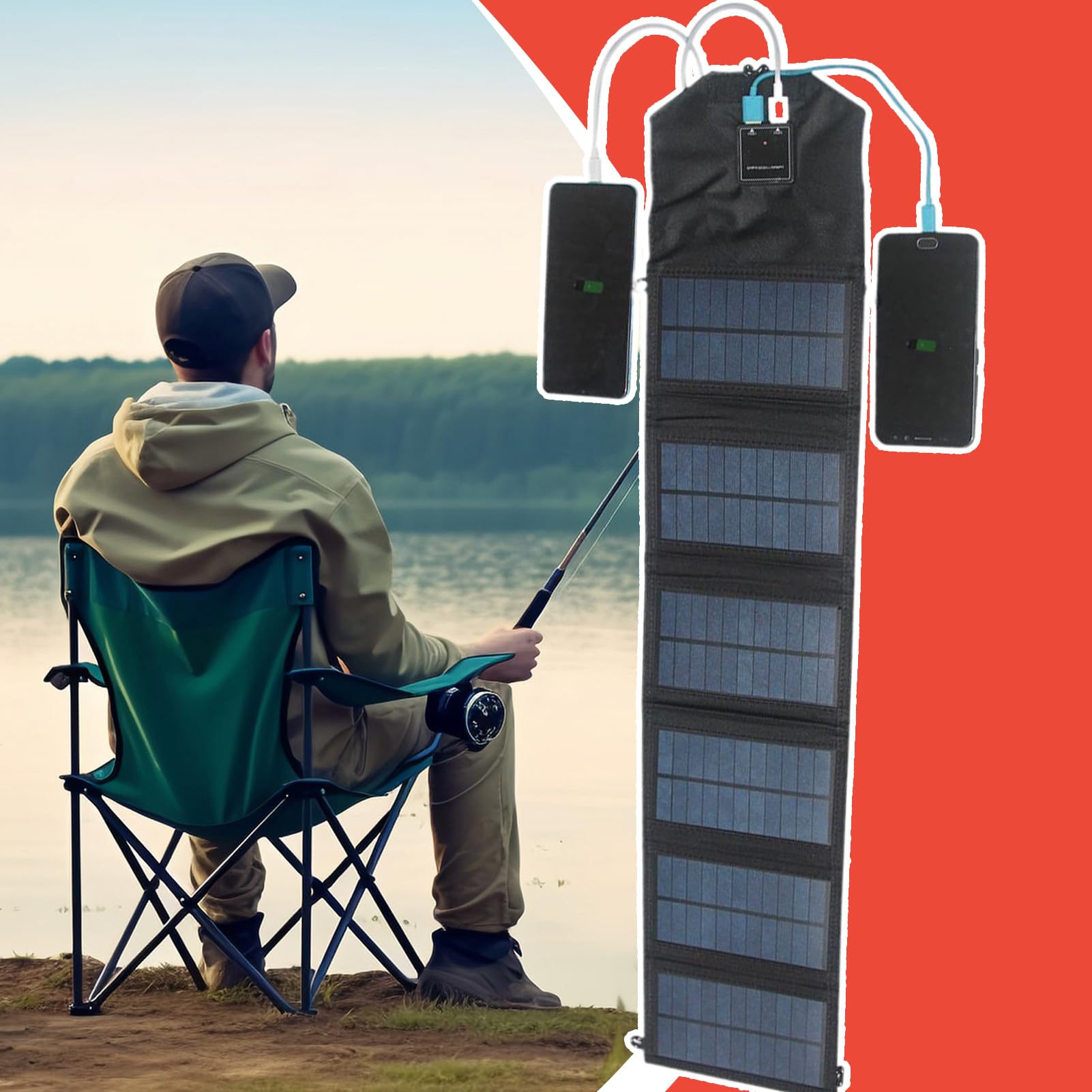 Pannello Solare USB C Power Bank a Doppia USB con Ricarica Rapida | Pannello Solare Per Telefono Con Uscita Type-C Da 120W Per Telefono Elettronica Batteria Attività All'aperto Campeggio