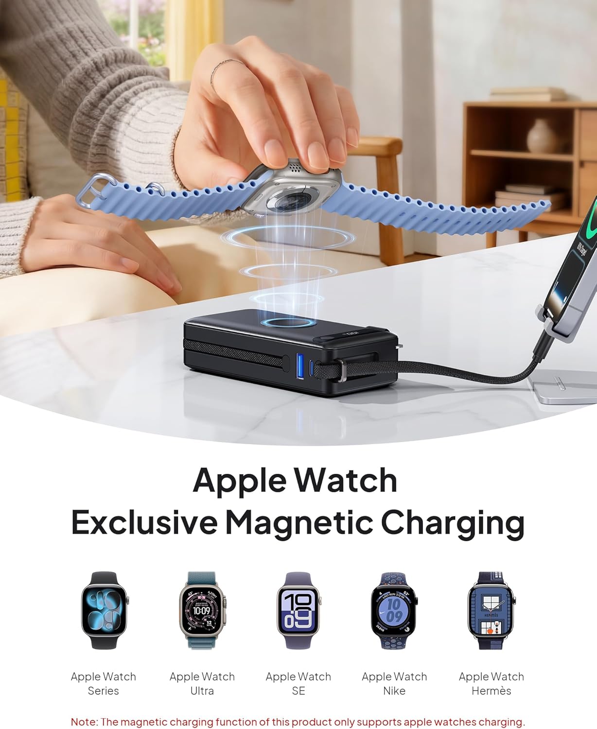 2026 Latest Nano 5-in-1 Portable Charger for iPhone & Apple Watch, 10,000mAh Portable Charger with Built-in AC Wall Plug and Cables, 22.5W Fast Charging USB C Power Bank Travel Essentials Battery Pack