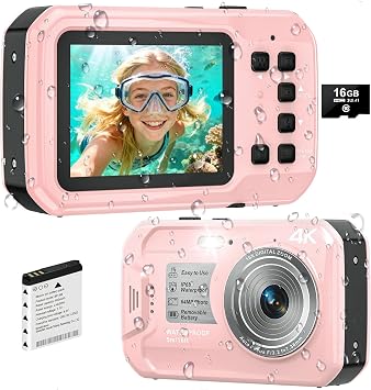 4K Underwater Camera, 64MP 16FT Waterproof Digital Camera with 16GB Card, Autofocus Floatable Waterproof Camera with IPS HD Screen