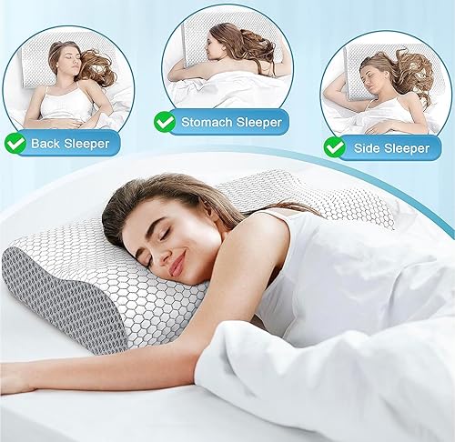 Miniatura 2 de Almohada ortopédica de espuma viscoelástica, almohada ergonómica de apoyo cervical para alivio del dolor de cuello y hombros, almohada suave para