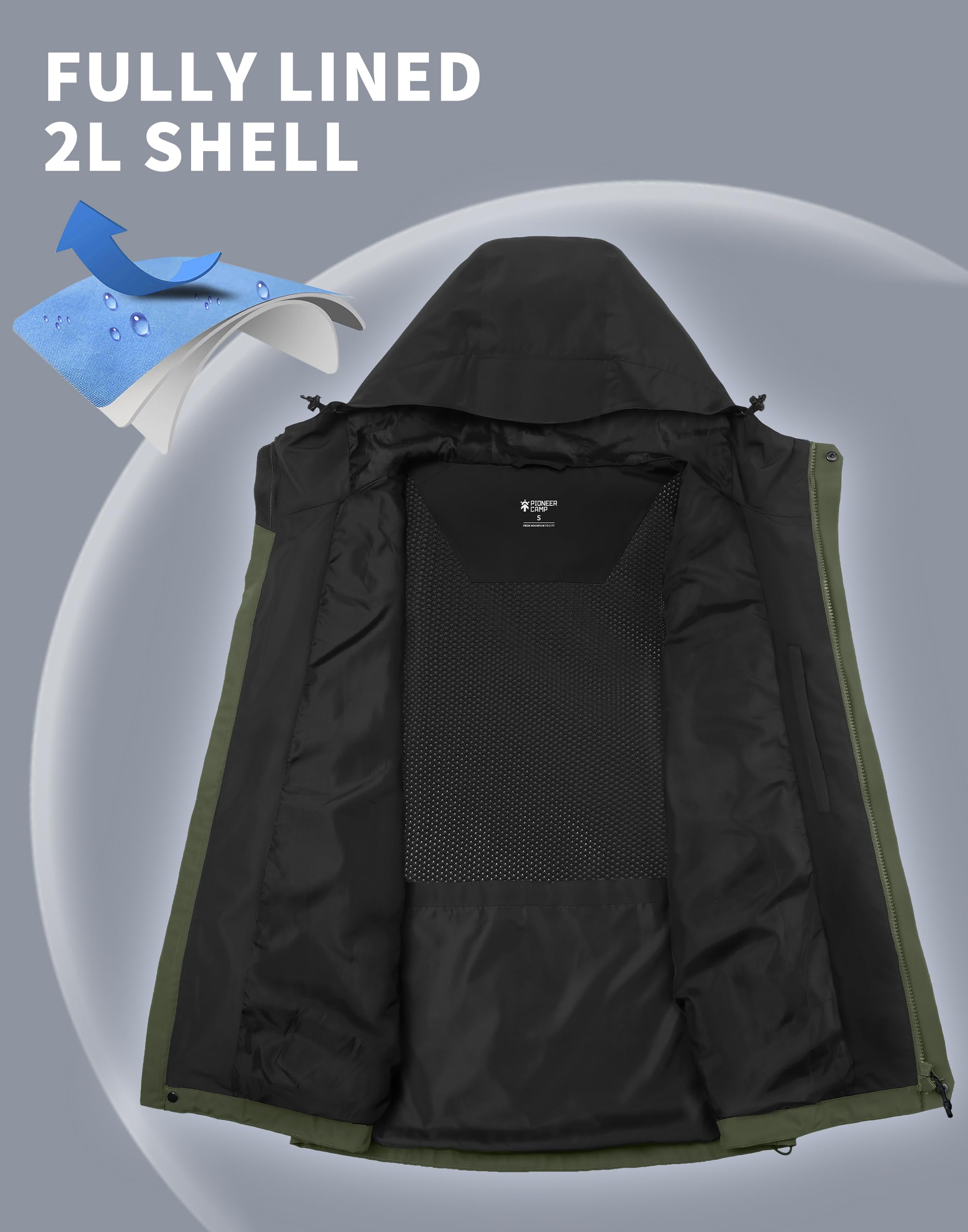Pioneer Camp Veste de pluie homme - Imperméable et respirante - Avec capuche - 4 poches