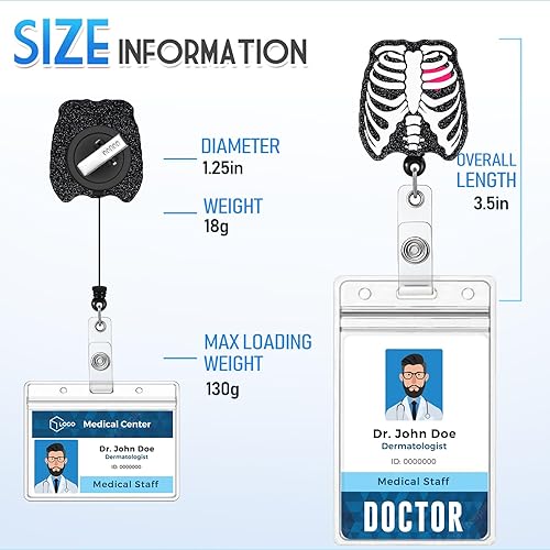 Miniatura 4 de Plifal Soporte retráctil para carretes con clip de identificación para enfermera, enfermería, etiqueta, tarjeta de identificación, radiología,