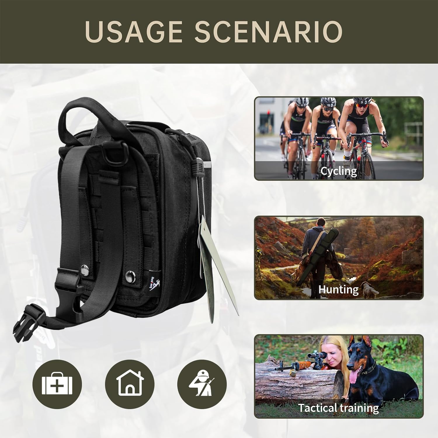 Survival Kit - Tactical Emergency Gear with Fire Starter, Paracord Bracelet Compass, Survival Blanket, Knife, Flashlight, Whistle, Glow Sticks & Saber Card - Compact 1000D Nylon Bag (Blank)