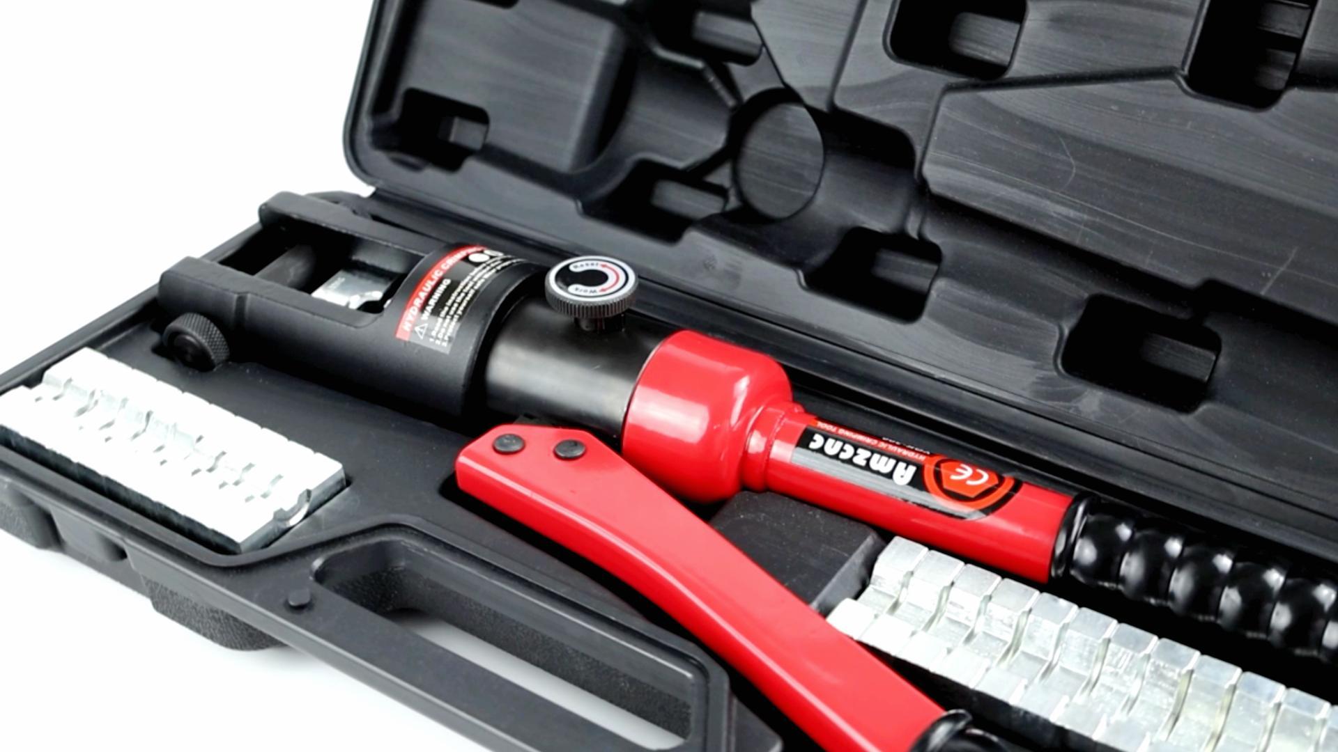 Pinza Crimpatrice Idraulica Gueenky 16T - Per Cavi 8-300 Mm&sup2;, Con 13 Matrici, Giro 180&deg;