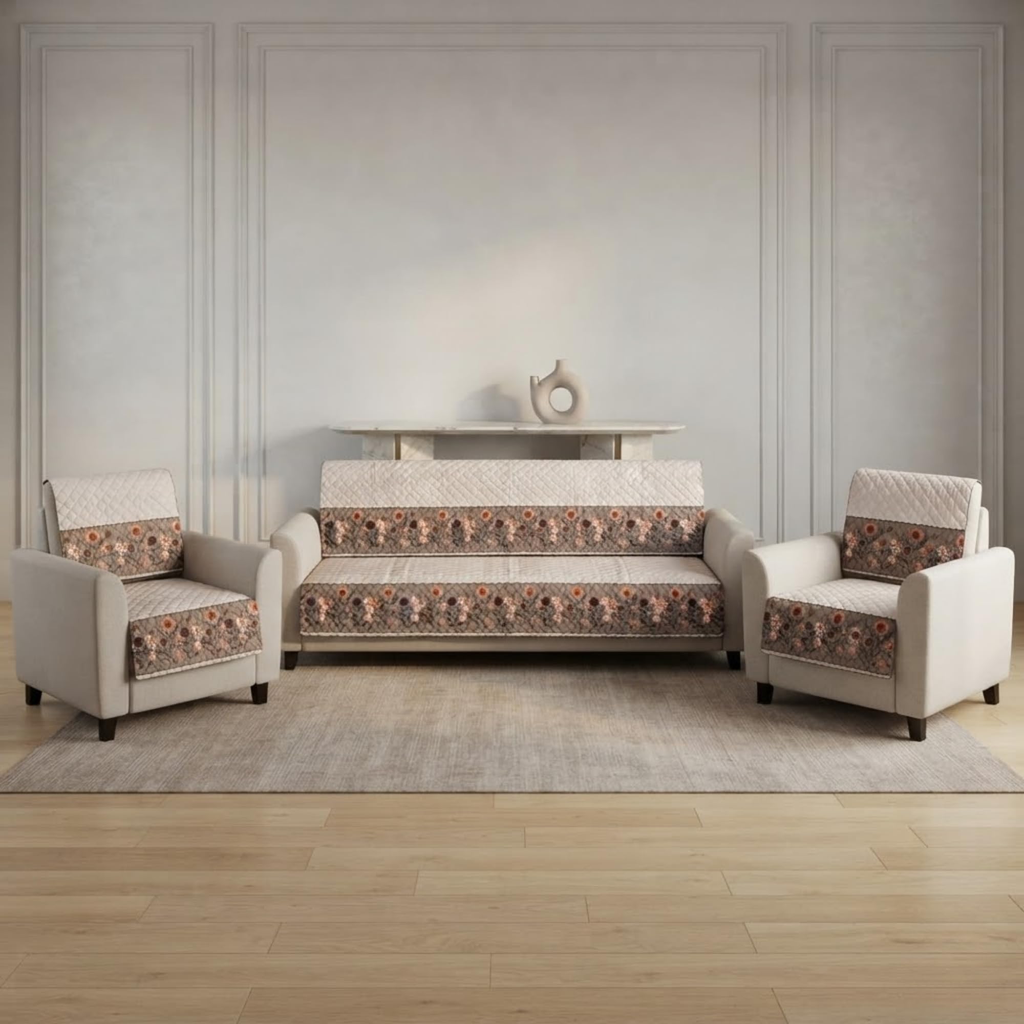 Velvet Quilted Sofa Cover Set - 5 Seater Protection -20 Velvet Quilted Sofa Cover Set - 5 Seater Protection -20