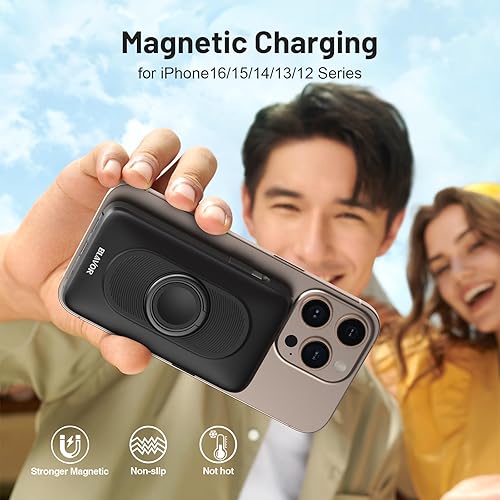 Miniatura 4 de BLAVOR Cargador portátil Magsafe, banco de energía inalámbrico magnético de 10000 mAh, cables integrados con cargador iWatch, batería de carga