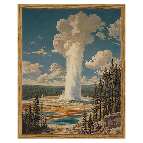 InSimSea Framed Canvas Wall Art, Vintage National Park Art for