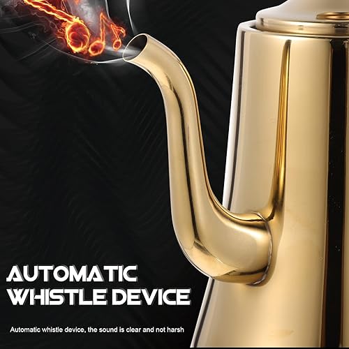 Miniatura 2 de UPKOCH Tetera de acero inoxidable de 1.5 L (54 onzas) con infusor extraíble, tetera de té de hojas sueltas doradas, boquilla de cuello de cisne para