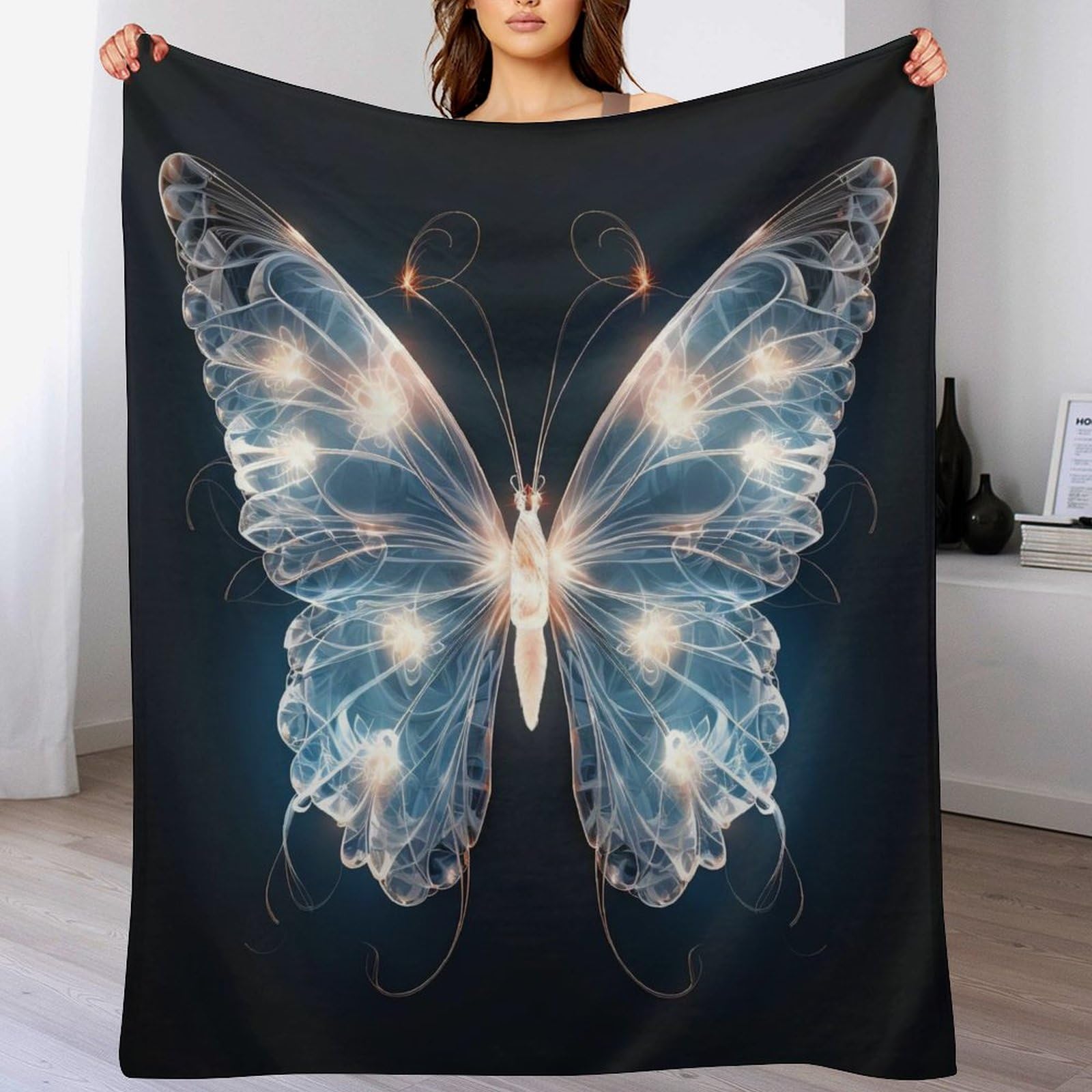 Couverture papillon flanelle 150x200 jeté de canapé plaid lit enfant adulte