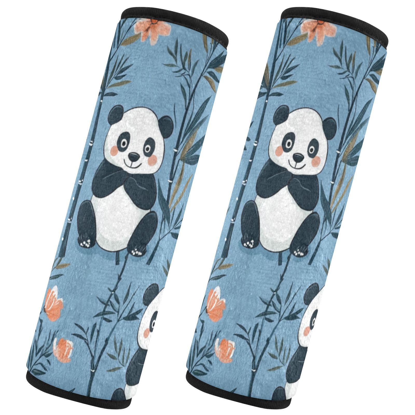 Seat Belt Covers 2 Pack Cute Panda Car Seat Strap Covers Super Soft Leaves Car Seat Neck Cover for Boys Girls Adults Babies M