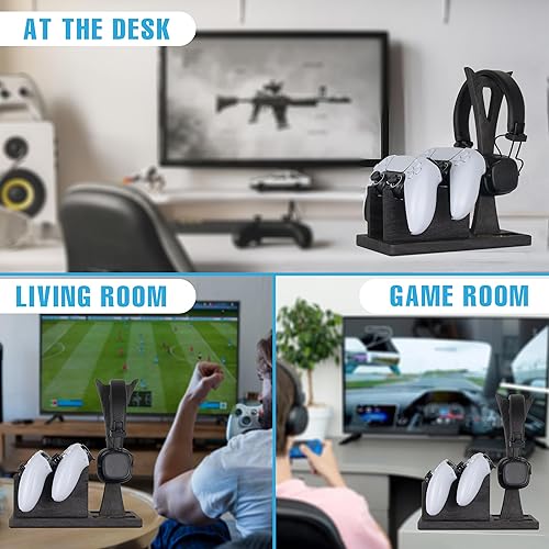 Vista 3 de Regalos para jugadores de Kaseny para hombres adolescentes, soporte para controladores y soporte para auriculares, elegante configuración