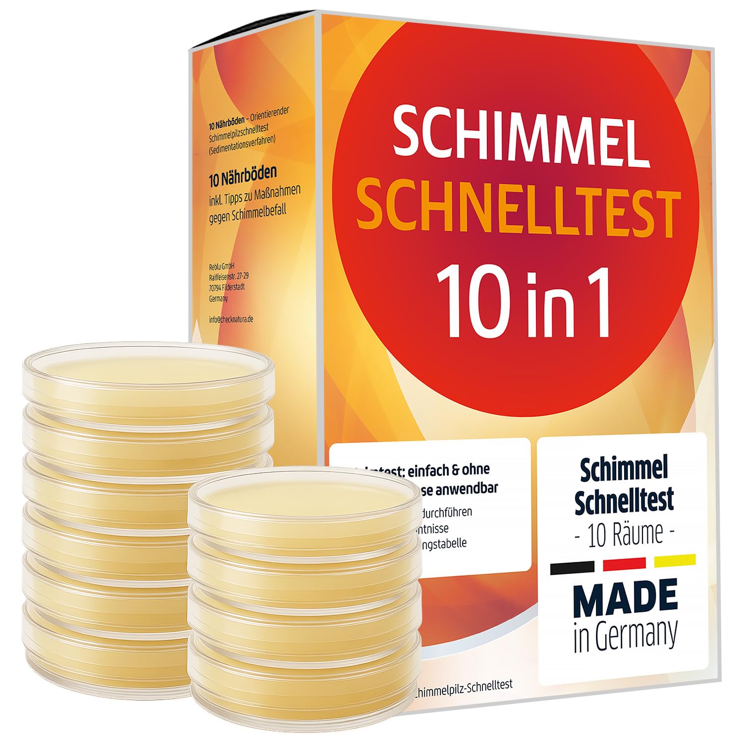 Luftasan Schimmeltest mit 10 Nährböden – Luftqualität schnell einschätzen