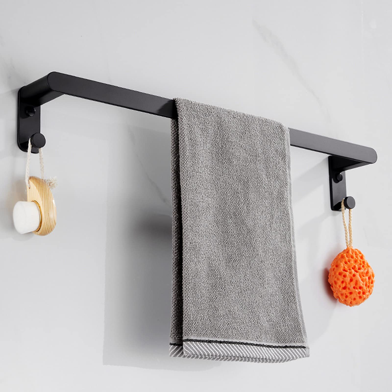LYGXWJFC Toallero Toallero de baño, Aluminio, Toallero, Toallero de baño, Montado en la Pared, Toallero Negro, Perforación e instalación/40 cm