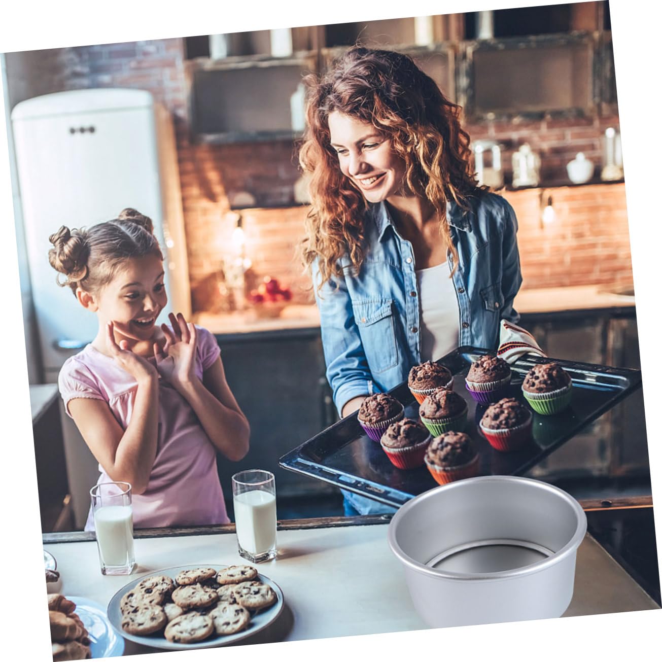 Uonlytech Molde para Pastel Redondo Anodizado 4 Pulgadas con Base Desmontable, Bandeja para Hornear Práctica de Aluminio, Cocción Uniforme para Repostería Doméstica, Pack de 8 Unidades