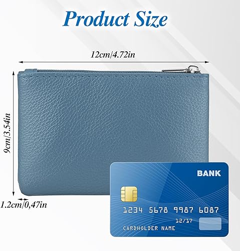 Miniatura 4 de Monedero con bloqueo RFID, con patrón de lichi de poliuretano, con cremallera, monedero portátil, minicaredero, bolsillo para monedas, bolsa delgada