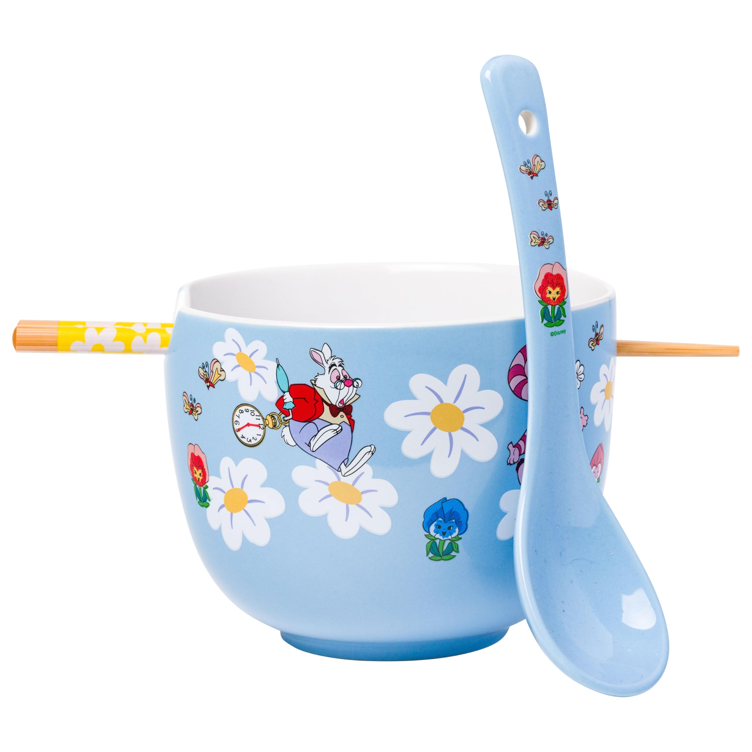 Silver Buffalo Disney Alice in Wonderland, Ramen Bowl with Chopsticks, 20oz