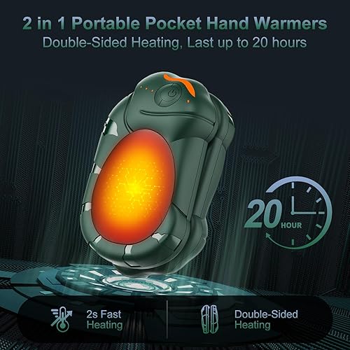 Miniatura 2 de Nodinsy Calentadores de manos recargables, paquete de 2, calentadores de manos eléctricos en forma de camaleón, hasta 20 horas, calentador de