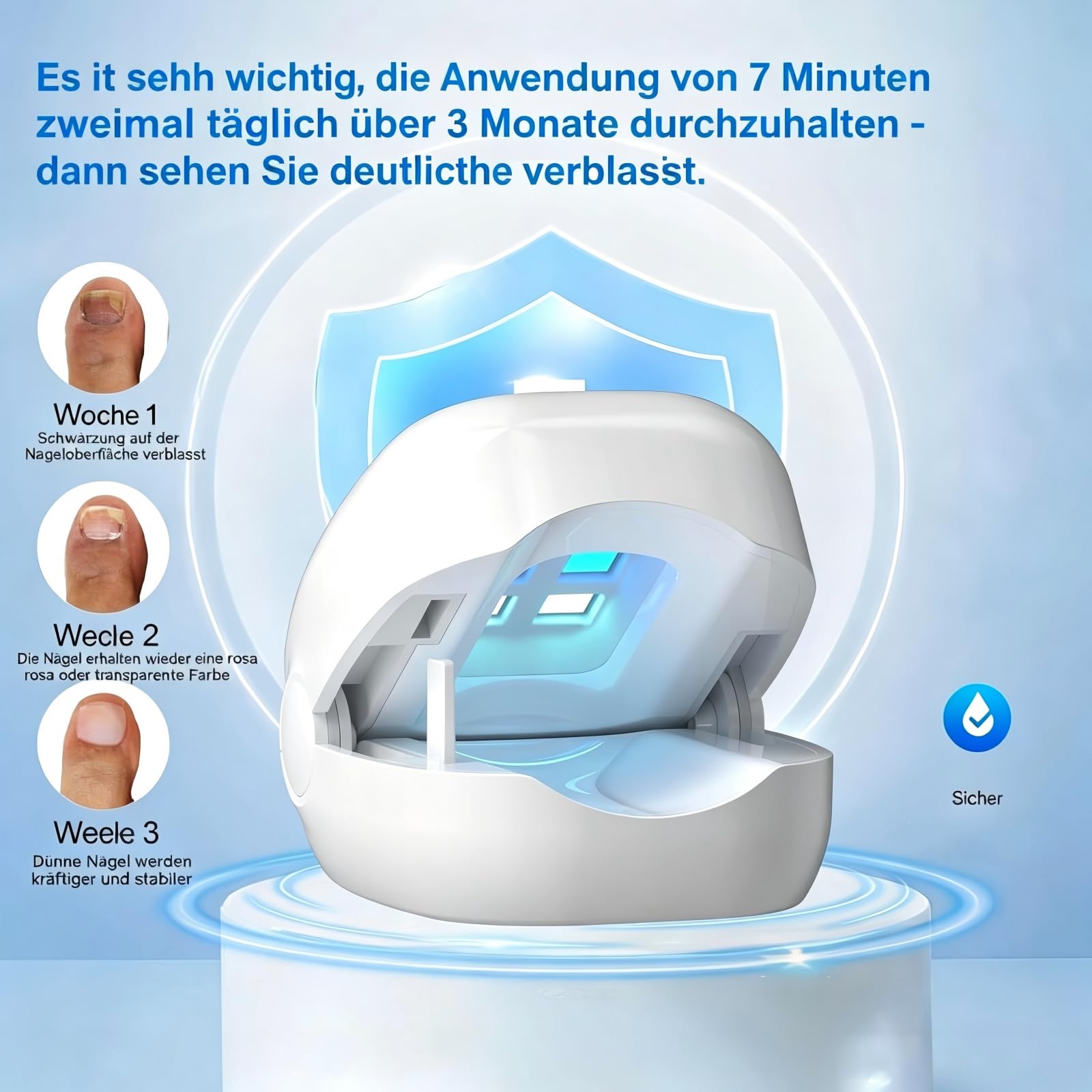 Nagelpflegegerät mit Lichttechnologie,Für Finger- und Zehennägel,Tragbar,Timer,Wiederaufladbar,Weiß