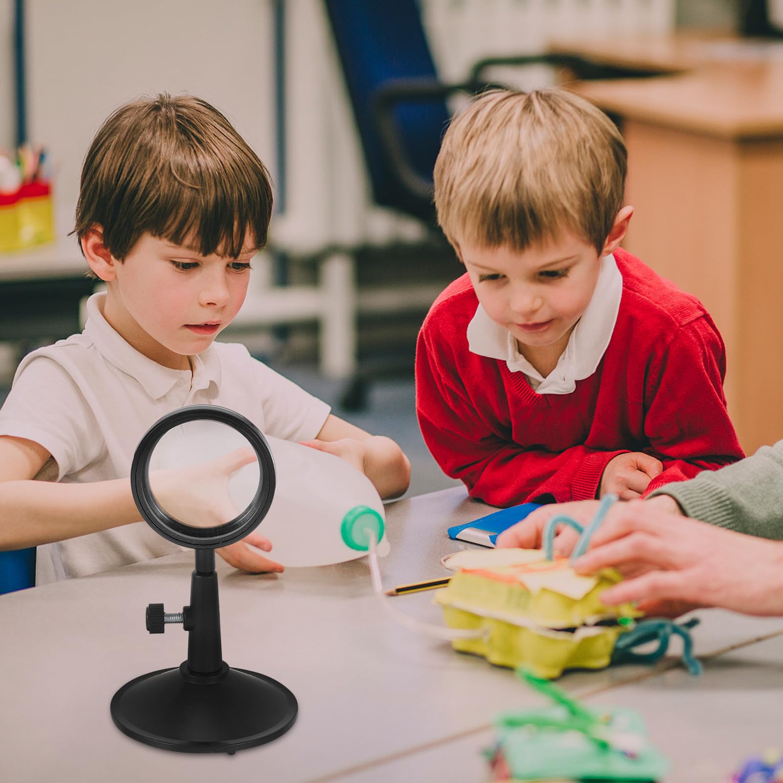 Ensemble de Lentilles Concave et Convexe Miroir Convexe en Plastique Léger avec Support pour Expérience Optique Éducative Destinée aux Étudiants