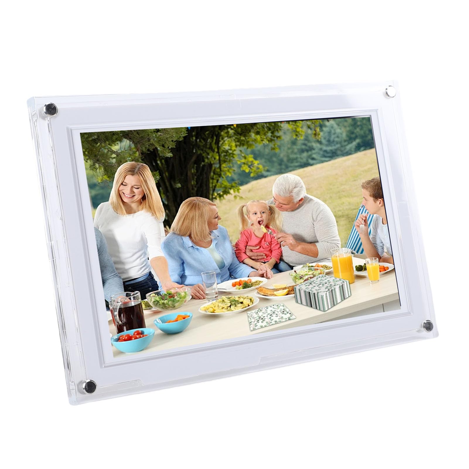 Cadre Photo Numérique 10.1 Pouces HD écran Tactile Rotation Automatique WiFi Cadre Photo Intelligent pour Les Mariages Réunions de Famille 32GB Acrylique (Blanc)