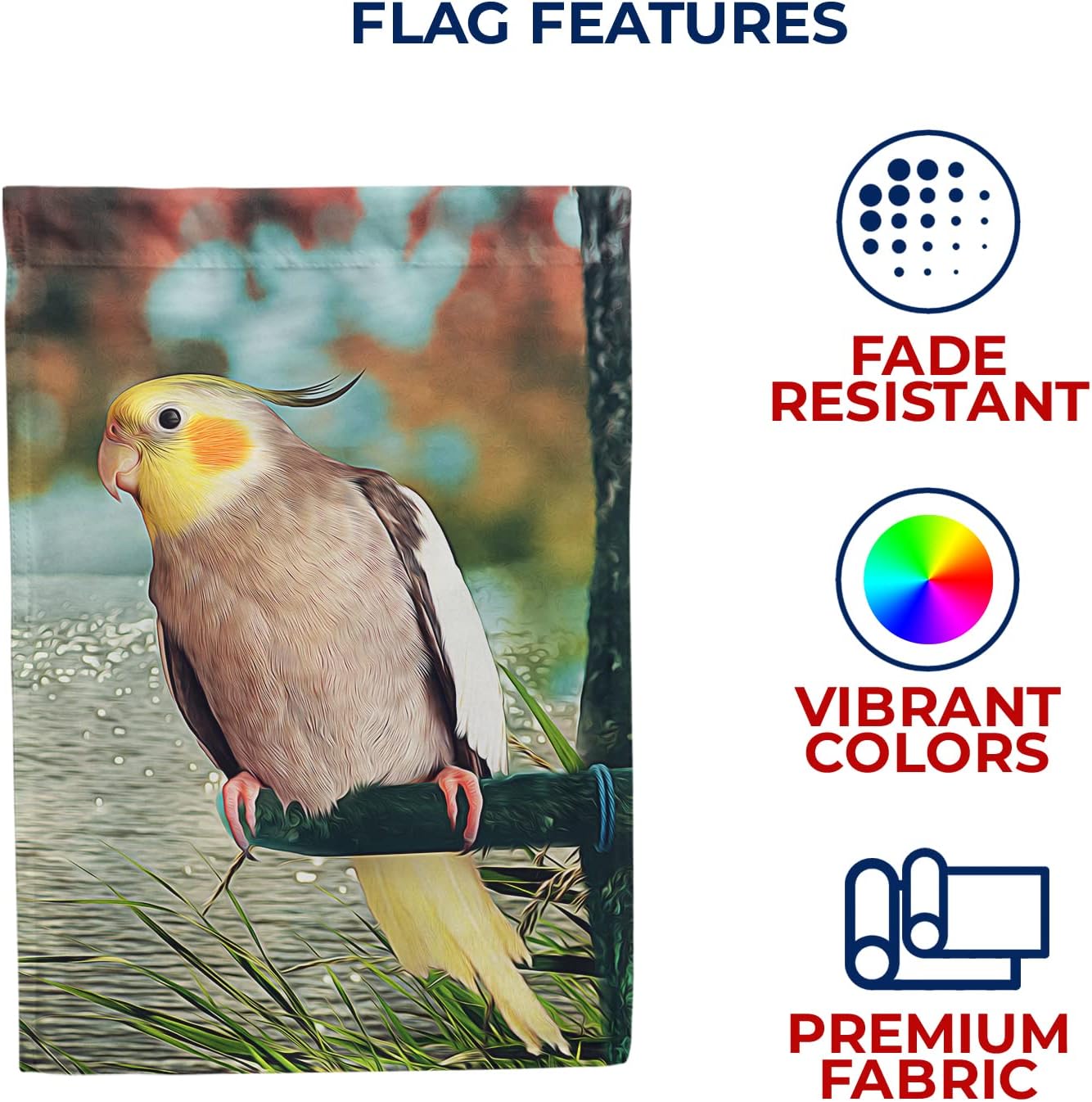America Forever Spring Bird House Flag 28 x 40 inches Double Sided Hello, Lake, Nature, Positive Vibes - Seasonal Yard Lawn Outdoor Decorative Yellow Cockatiel Flag
