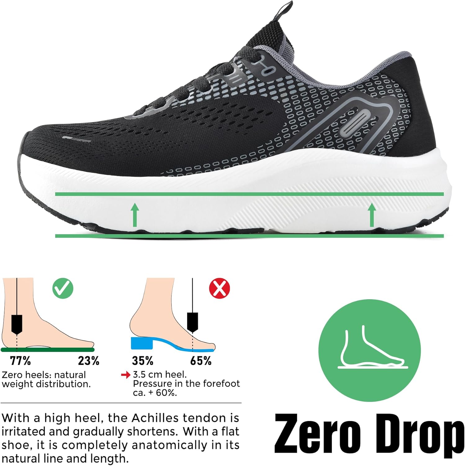 JACKSHIBO Wide Toe Box Shoes for Men Arch Support Shoes Wide Width Sneakers for Running Walking Athletic Tennis Orthopedic Plantar Fasciitis Workout with Thick Cushioned Zero Drop Sole - Image 3