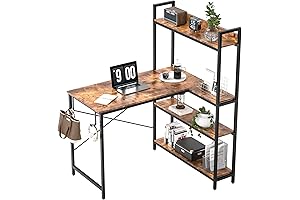 Practical L-Shaped Desk for Compact Spaces: 40 Inch Small L-Shaped Computer Desk with Storage