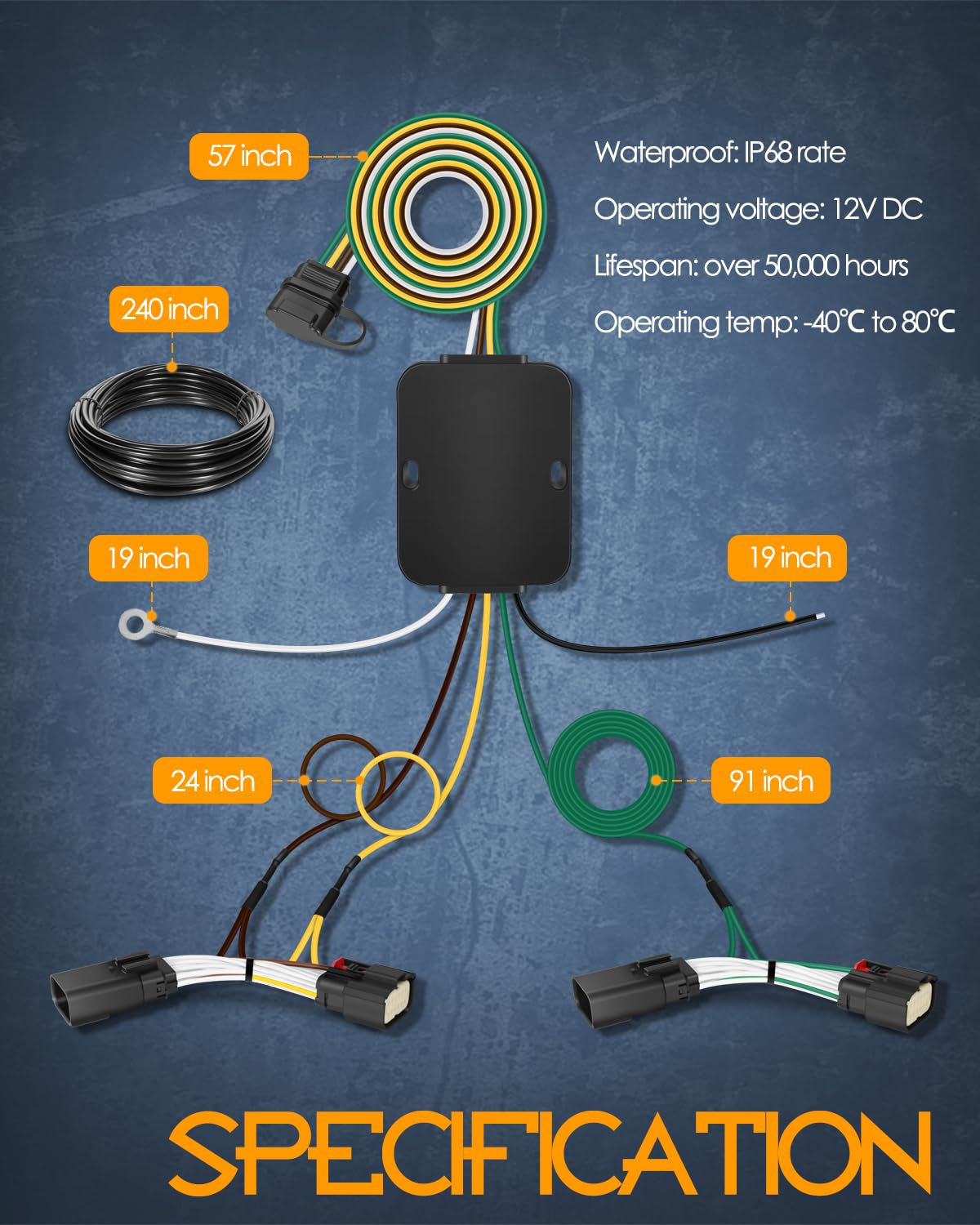 Nirider 56407 4-Pin Trailer Wiring Harness for 2018-2025 Jeep Wrangler JL/JLU, 2020-2025 Jeep Gladiator JT, 2021-2024 Wranglers 4xe, Sport, Sahara, Rubicon Towing Hitch Wiring Harness Kit