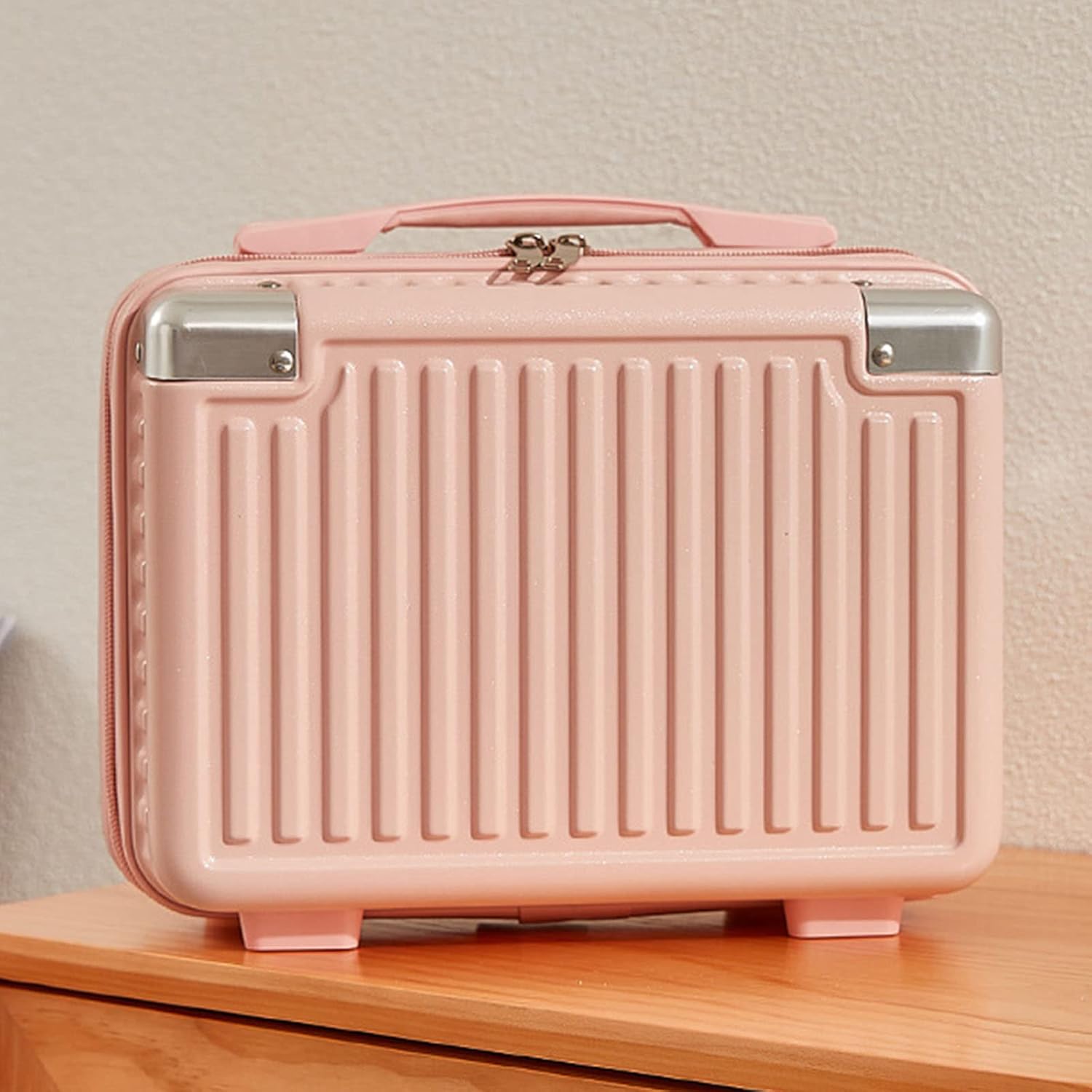 14inch Multifunctional Lady's Cosmetic for Case Travel Hand Luggage Portable Carrying Makeup Bag Suitcase, Green