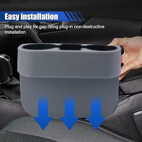 Miniatura 7 de Portavasos para automóvil, organizador de asiento delantero automático, portavasos multifuncionales con funda de piel sintética, caja
