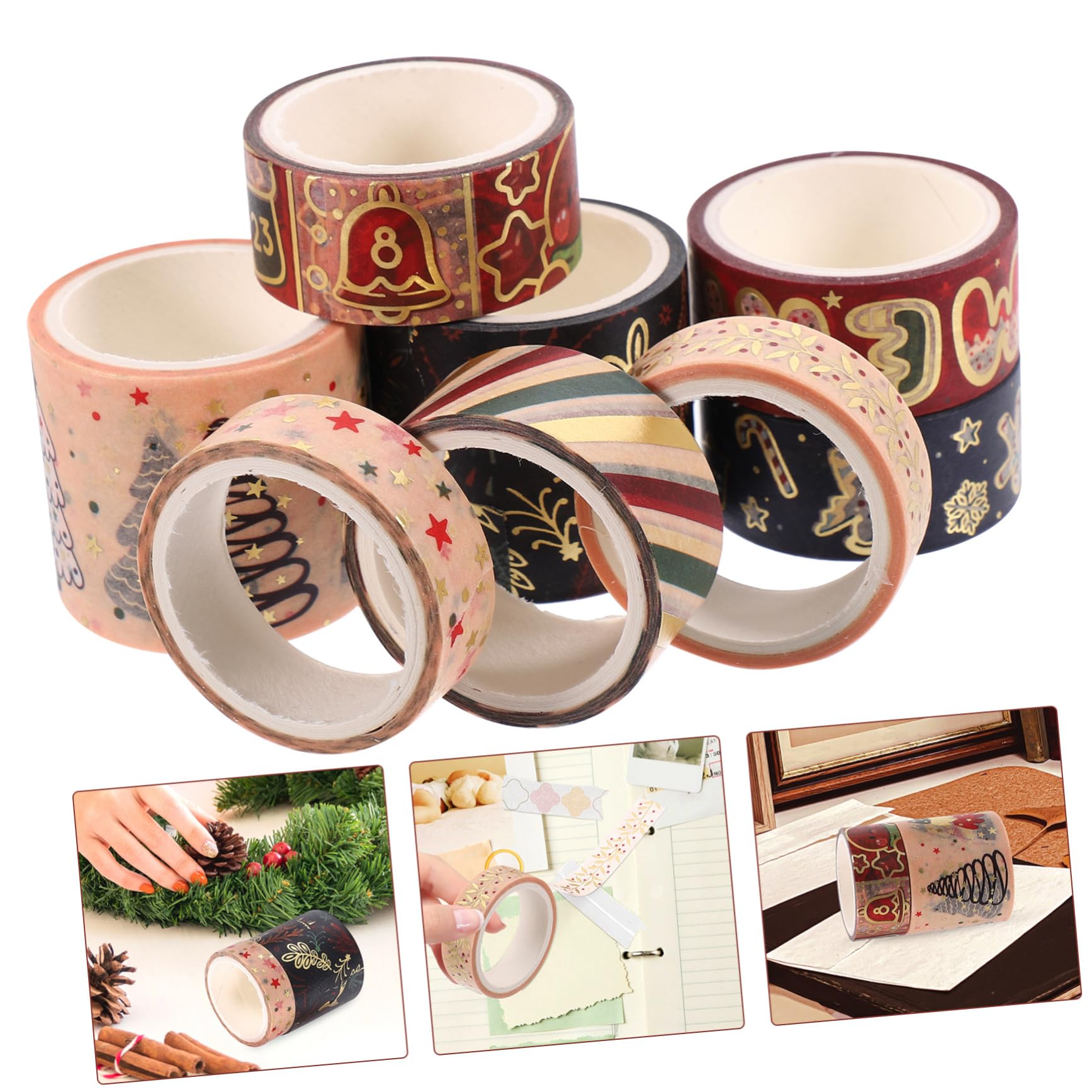 Lurrose 5 Ensembles Ruban Washi De Noël De Décoratifs Rouleau Pour Scrapbooking Et Artisanat Autocollants Créatifs À Thème 8 Rouleaux*5