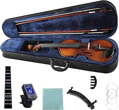 Violin Beginner Spruce Student Violin Set 4/4 3/4 1/2 1/4 1/8 1/10(4/4)