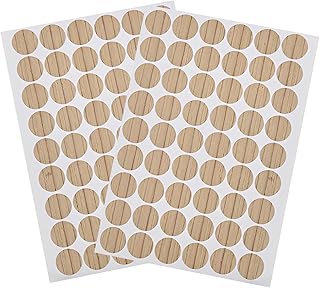 108 Pcs Screw Hole Cover Stickers, Self-Adhesive Screw Covers Caps PVC Dustproof Round Stickers, 21mm 2 Sheets, for Wooden Furniture, Cabinets, Tables, Decoration Supplies (Light Brown)