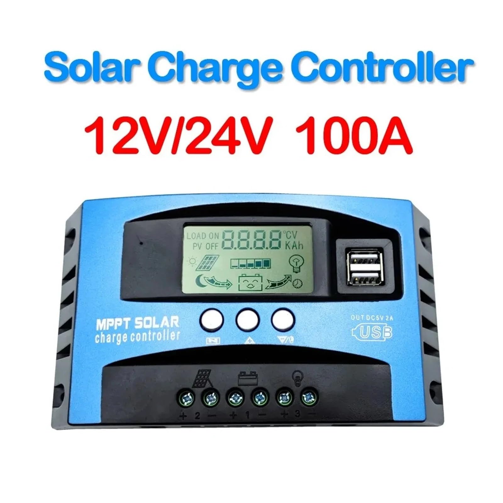 Sterownik ładowania solarnego, Regulator Ładowania Słonecznego MPPT 30A 50A 80A 100A Wyświetlacz LCD 12V 24V AUTO Podwójny USB Regulator Ładowania I Rozładowania Słonecznego(80A)