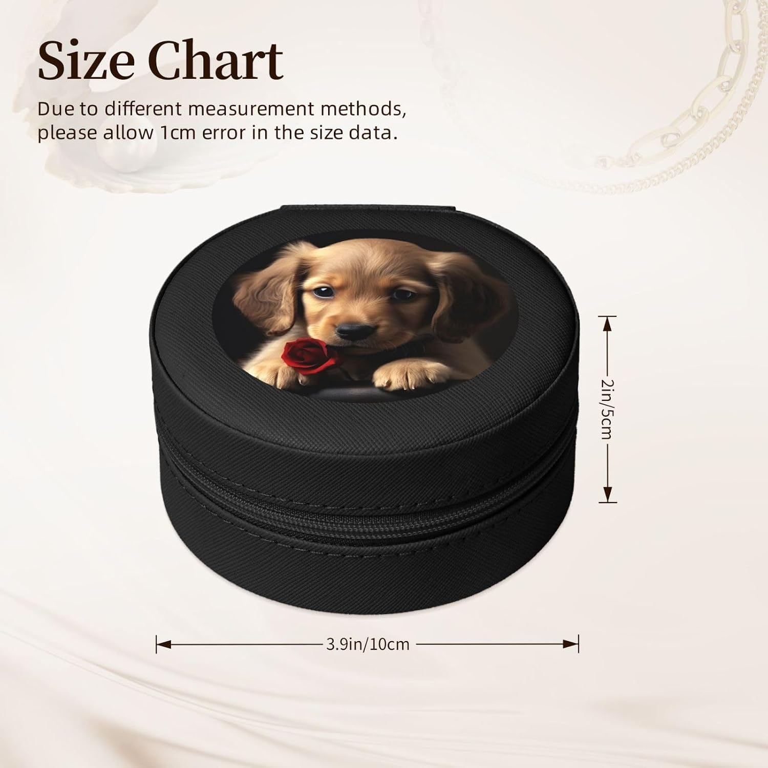 Cute Pet Dog Jewelry Box Case Small Travel Jewelry Case Organizer For Women Ladies Girls Gifts For Birthday Christmas,Black image 3