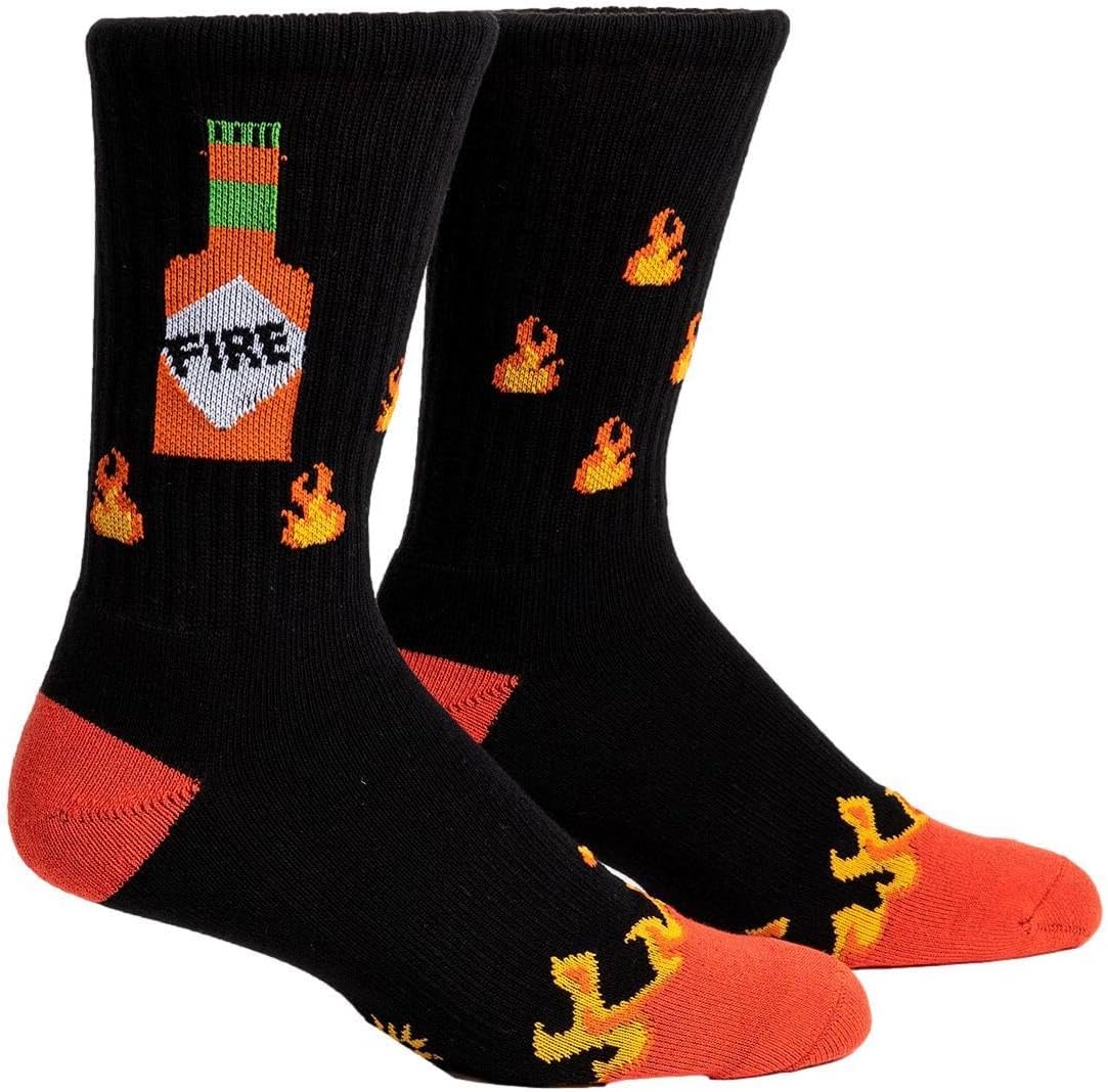 Men's Athletic Ribbed Crew, Fun Novelty Socks