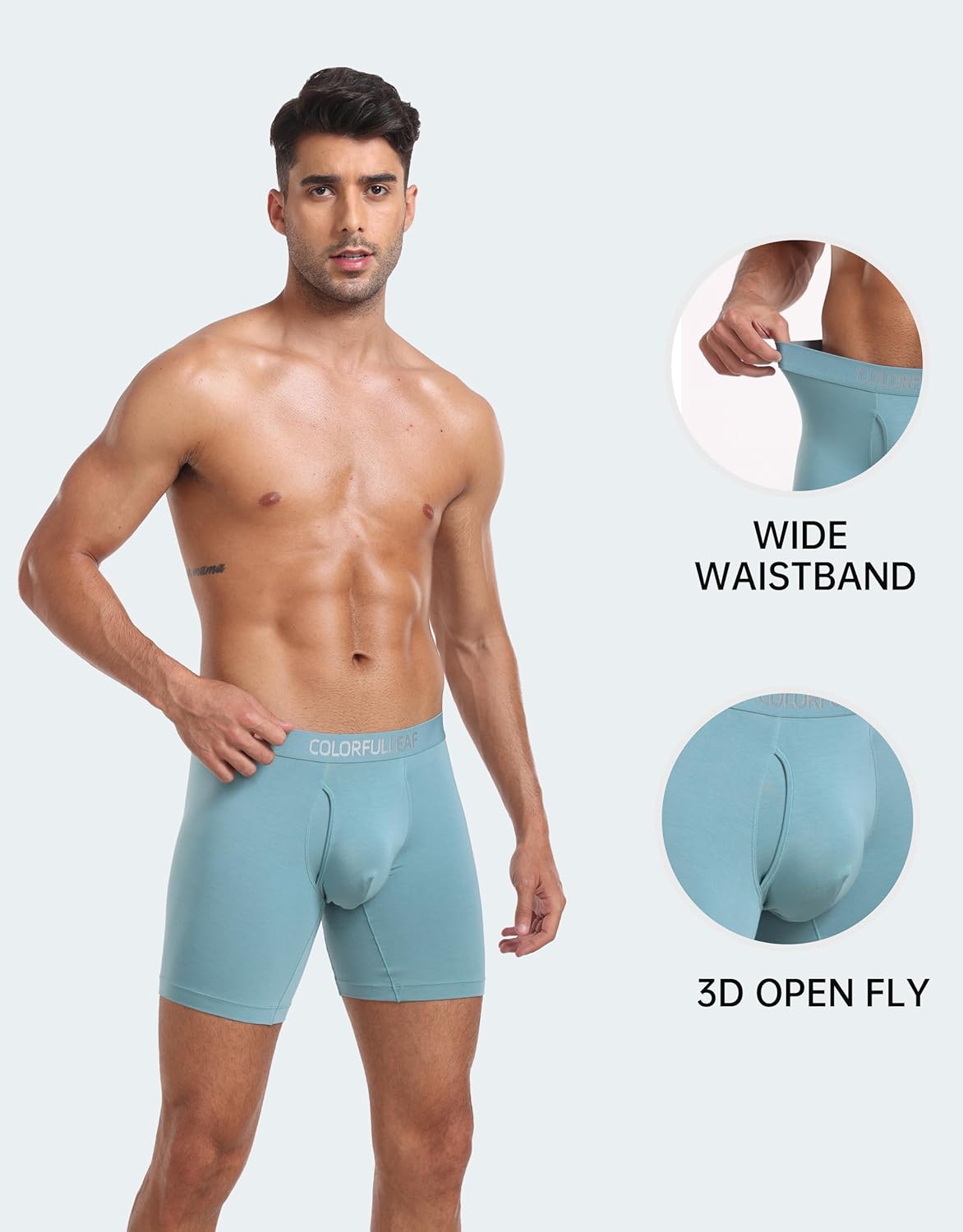 COLORFULLEAF Men's Underwear Soft Rayon Made From Bamboo Boxer Briefs for Men Pack with Fly Opening - Image 4
